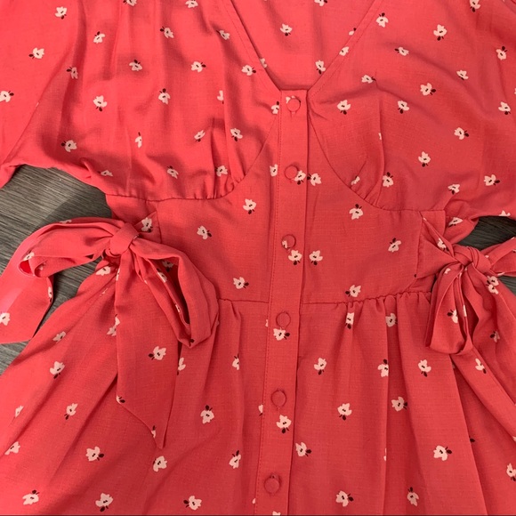 NWT Gianni Bini Peach Floral Long Sleeve Dress - Picture 3 of 7